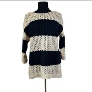 Striped Knit Sweater - Cream and Black
